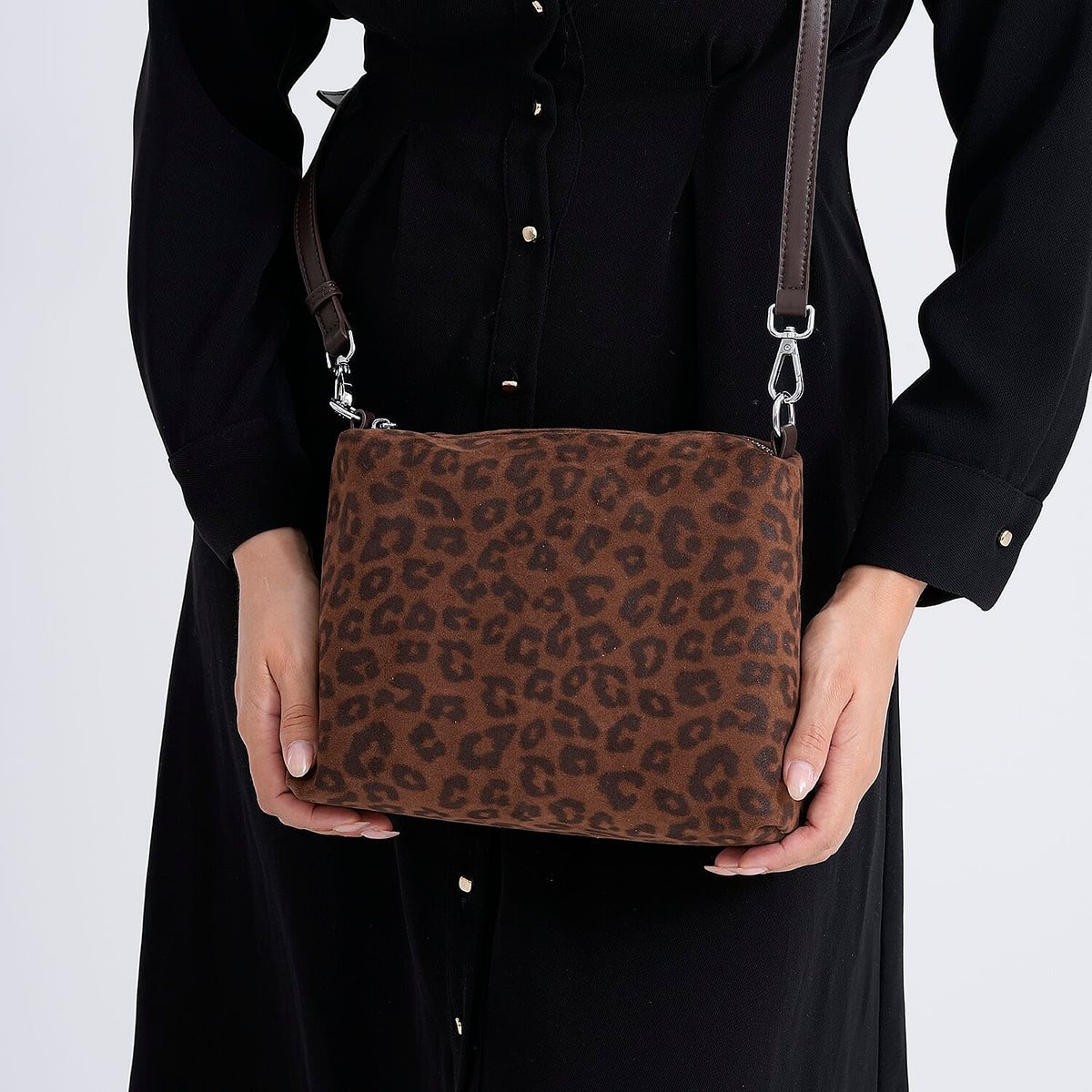 Leather Patterned Tote Bag (Size 25x10x32 cm) - Dark Coffee &amp; Dark Coffee V32582057 4