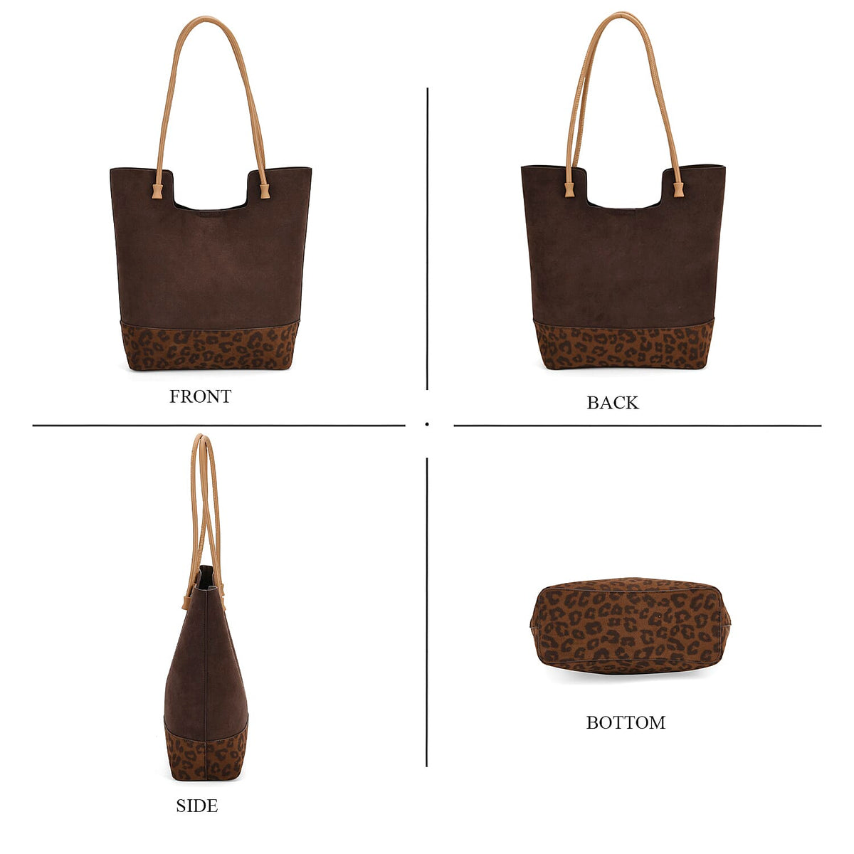 Leather Patterned Tote Bag (Size 25x10x32 cm) - Dark Coffee &amp; Dark Coffee V32582057 9