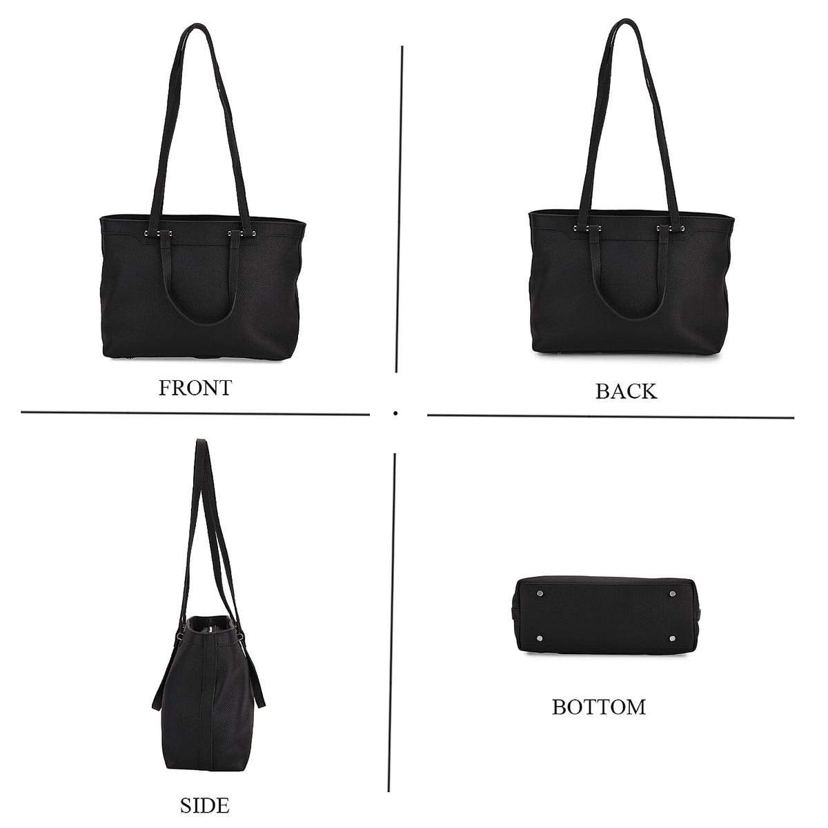 Milan Closeout- 100% Full Grain Genuine Leather Tote Bag with  Adjustable Straps - Black 8160741 4