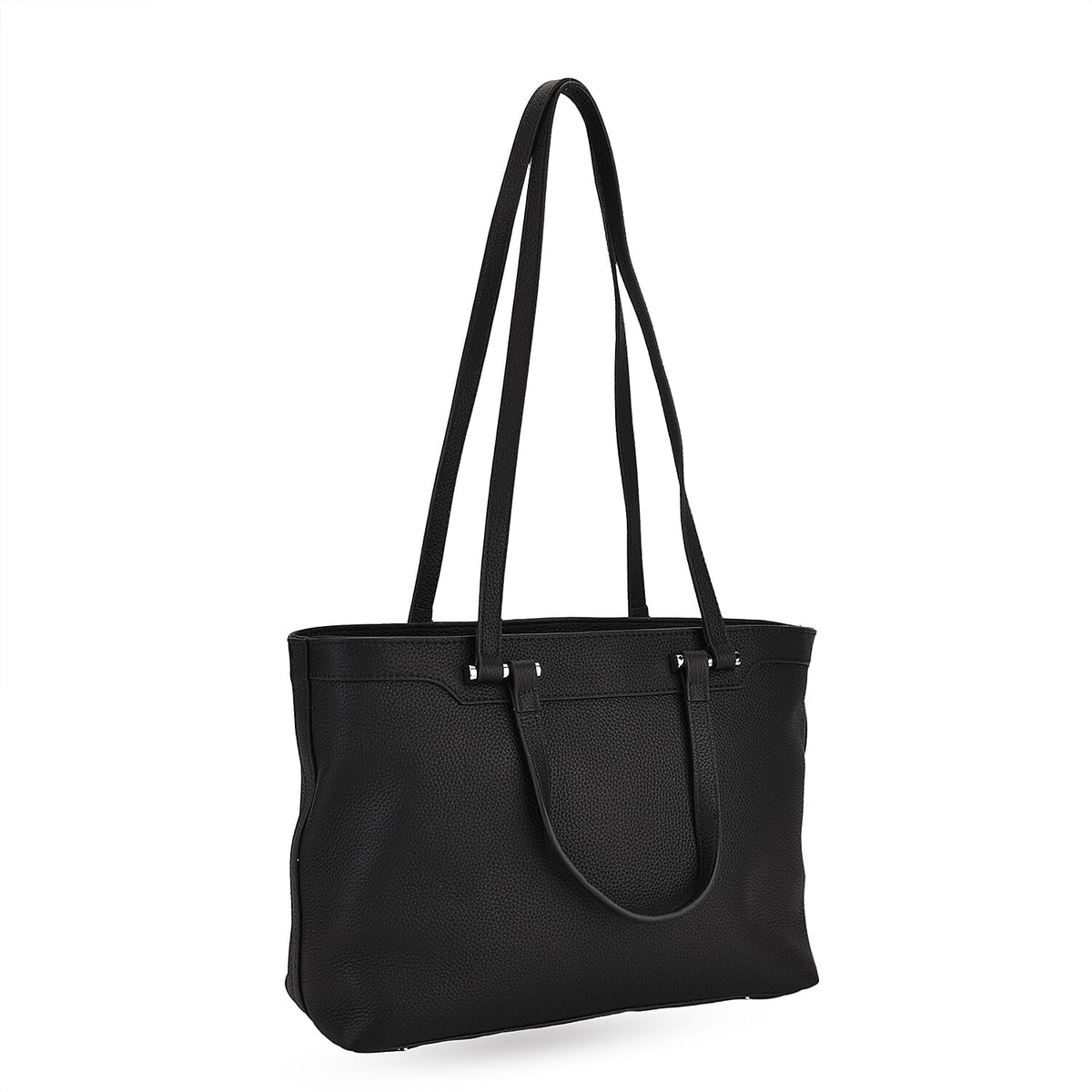 Milan Closeout- 100% Full Grain Genuine Leather Tote Bag with  Adjustable Straps - Black 8160741 7