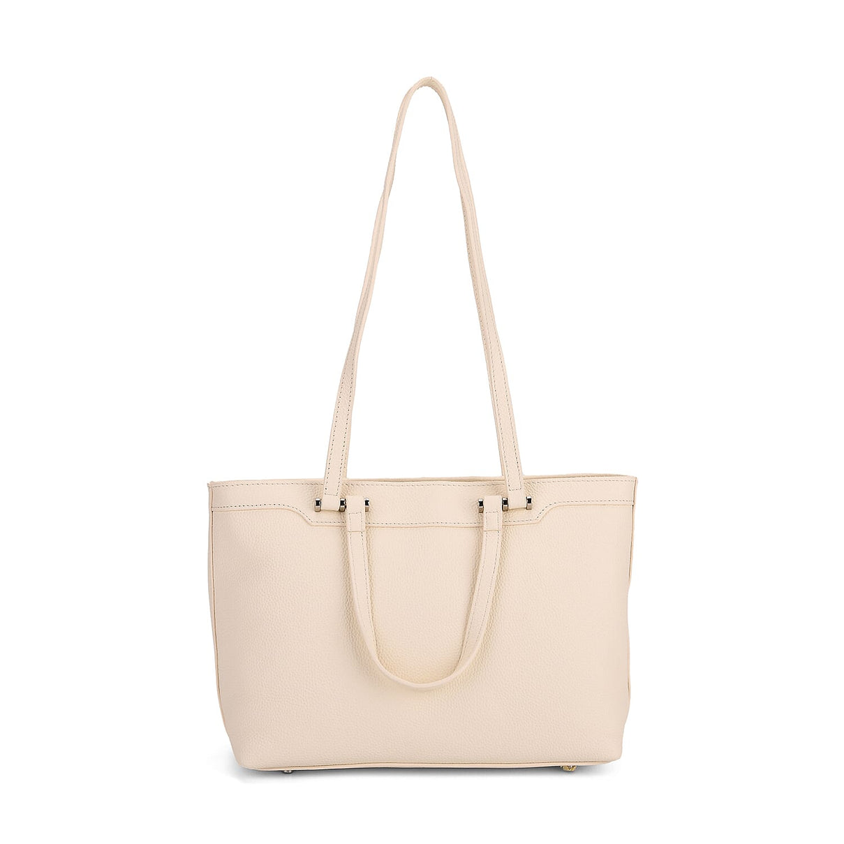 Milan Closeout- 100% Full Grain  Genuine Leather Tote Bag with  Adjustable Straps - Cream V32520905 0