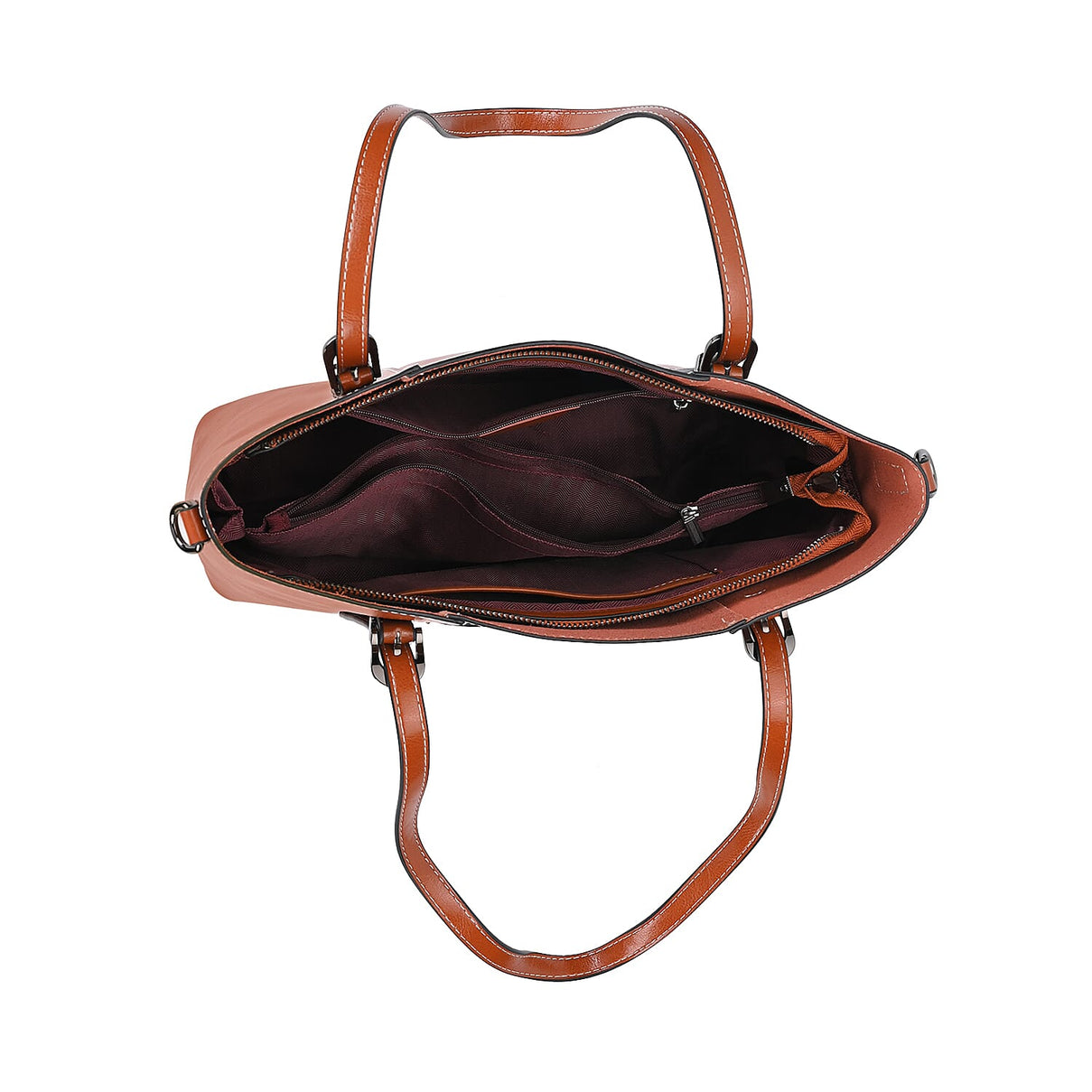 Designer Closeout Deal- Genuine Leather Handbag With Adjustable Leather Long Strap (Size 31x11x29 cm) - Tan 7850871 2