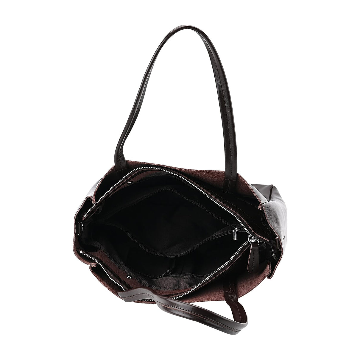 Closeout Deal - 100% Genuine Leather Tote Bag with Shoulder Strap - Brown 7987982 5