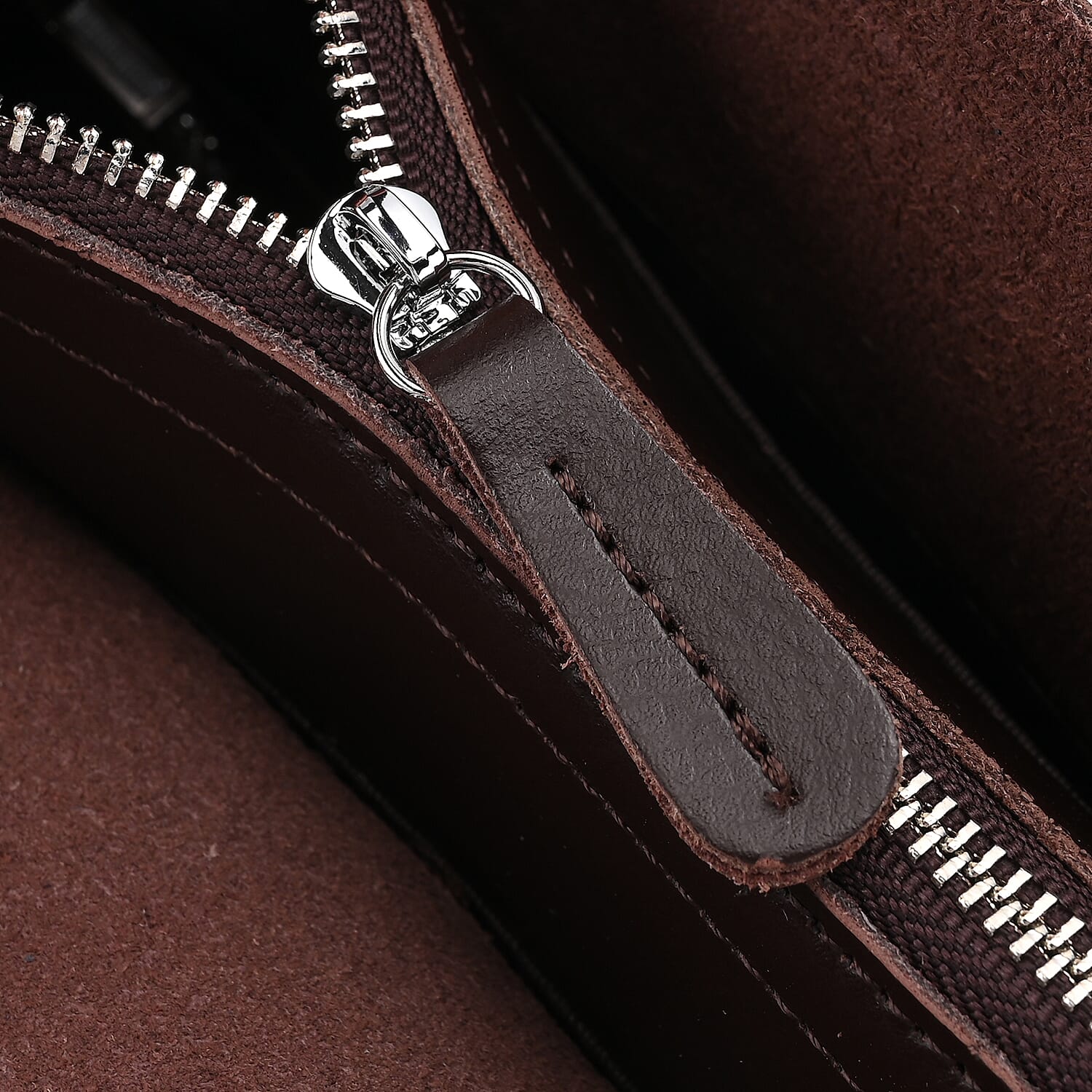 Closeout Deal - 100% Genuine Leather Tote Bag with Shoulder Strap - Brown 7987982 6