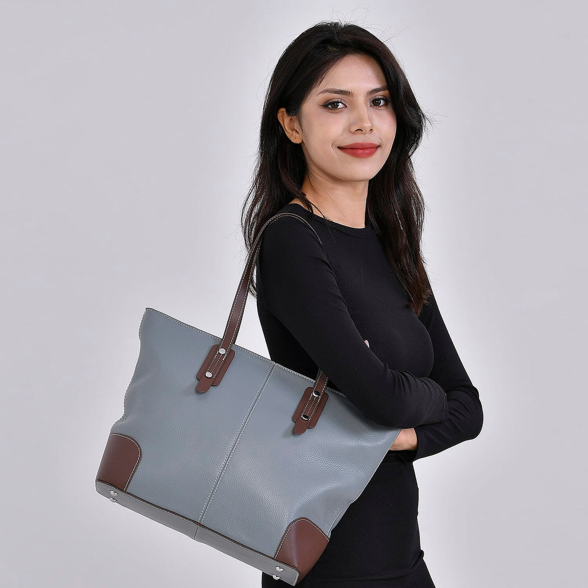 Genuine Leather Tote Bag with Double Handles 7793119 2