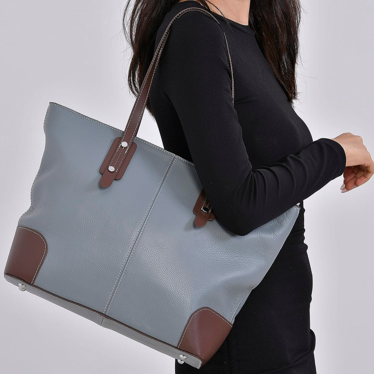 Genuine Leather Tote Bag with Double Handles 7793119 3