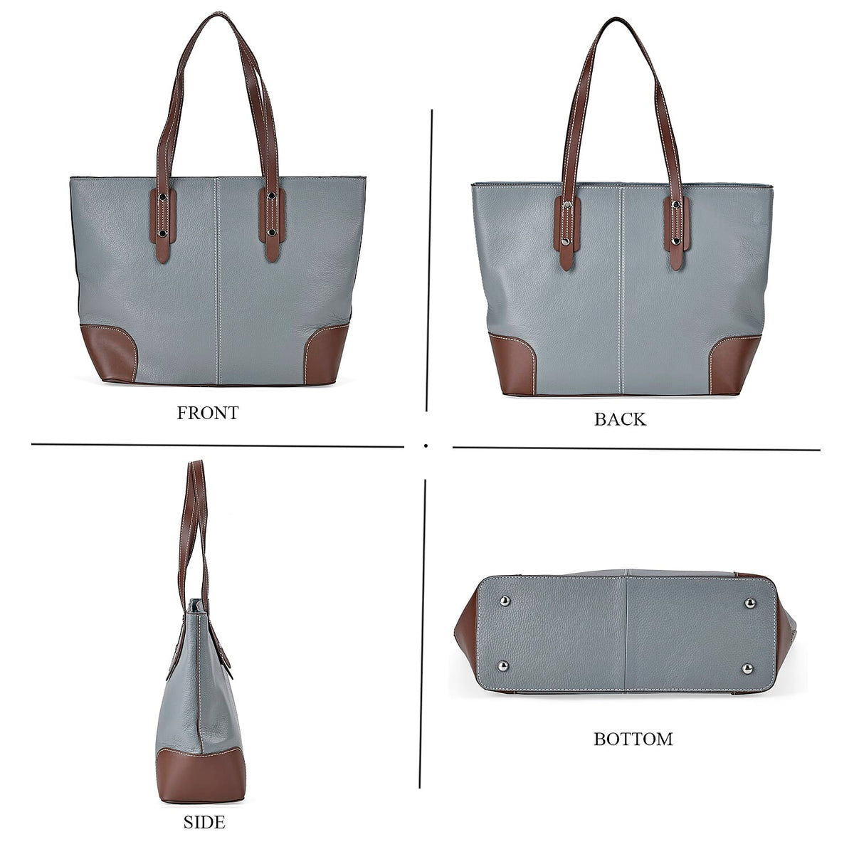 Genuine Leather Tote Bag with Double Handles 7793119 4