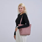 Leather Patterned Tote Bag (Size 34x14x29 cm) - Pink & Pink