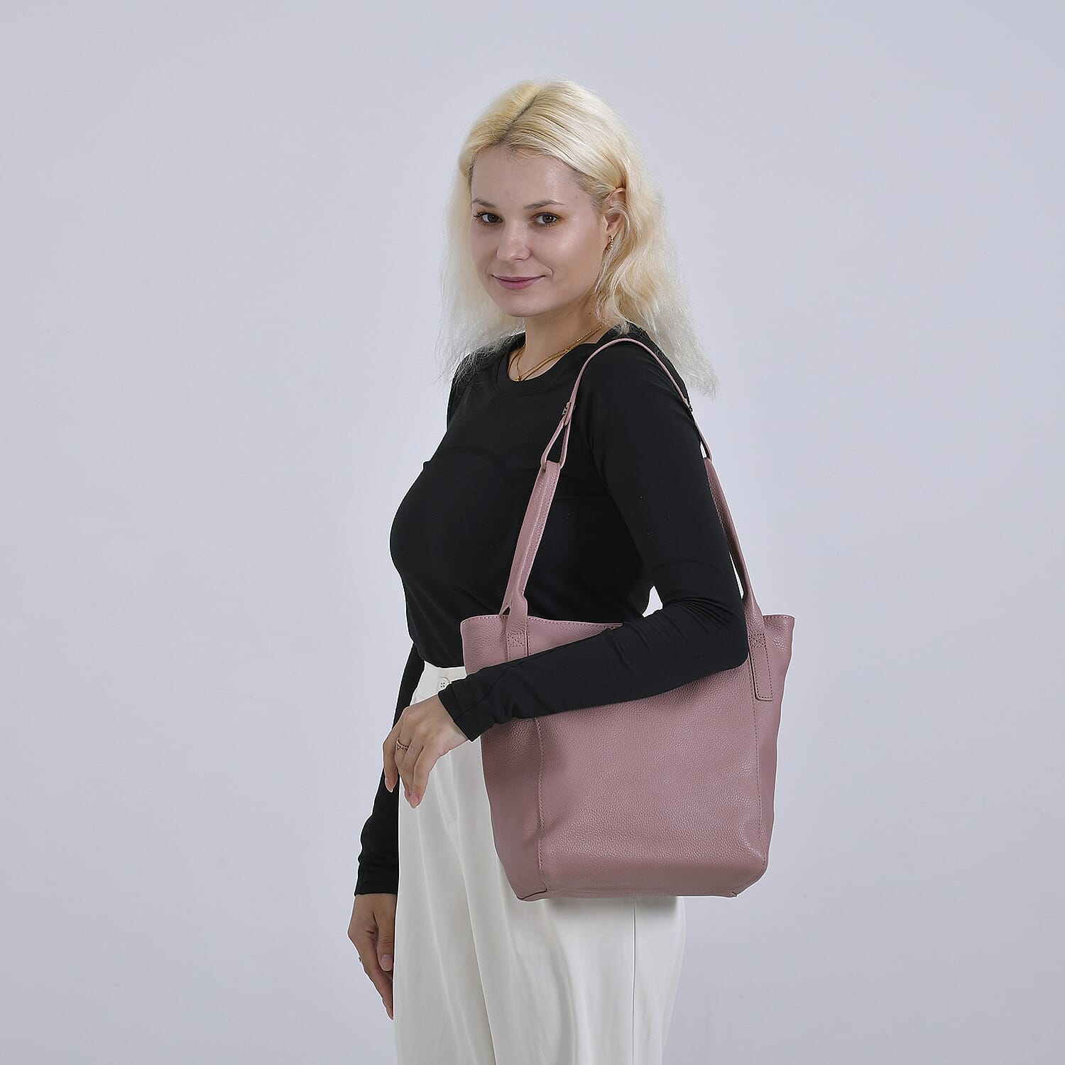 Leather Patterned Tote Bag (Size 34x14x29 cm) - Pink &amp; Pink 8037304 2
