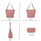 Leather Patterned Tote Bag (Size 34x14x29 cm) - Pink & Pink