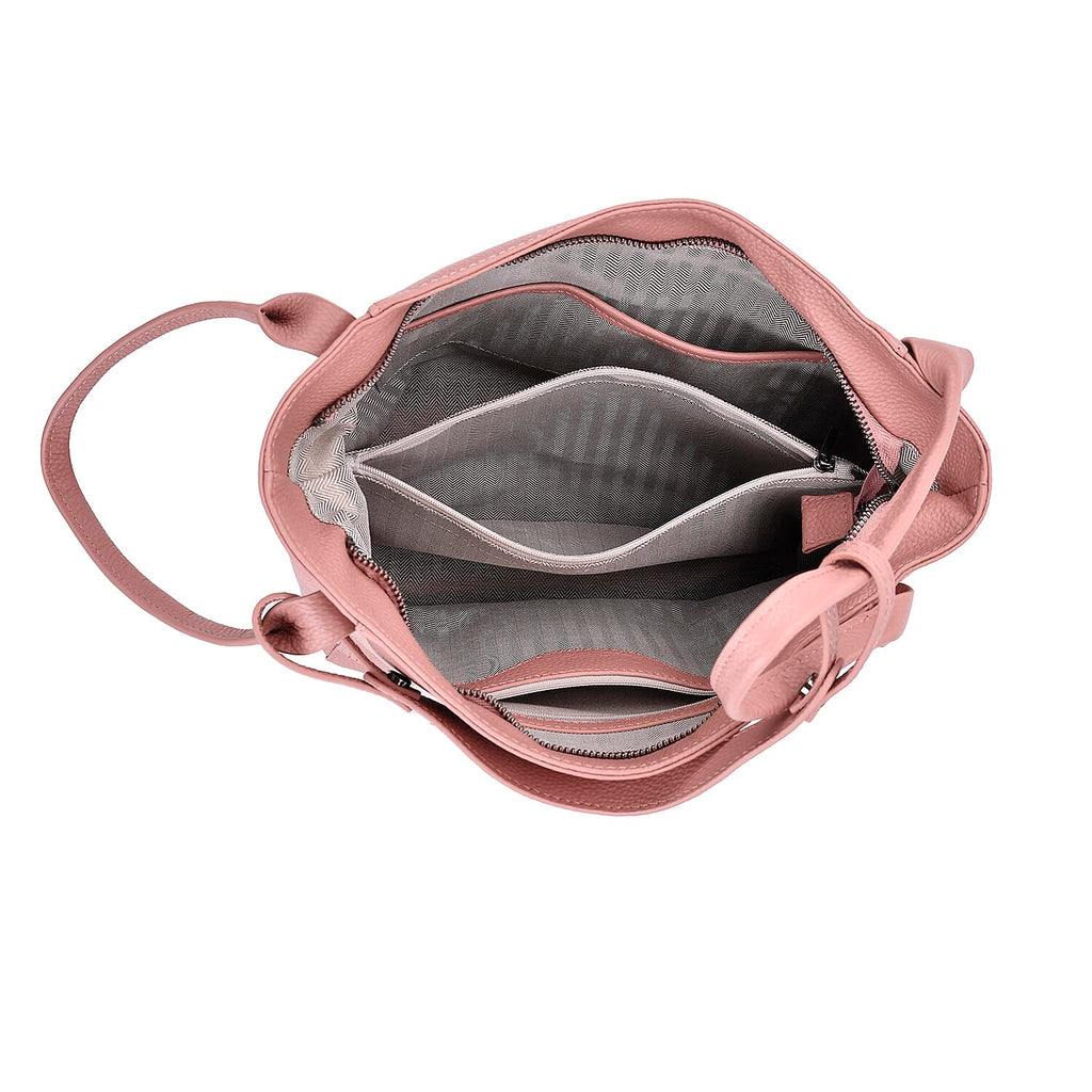 Leather Patterned Tote Bag (Size 34x14x29 cm) - Pink & Pink