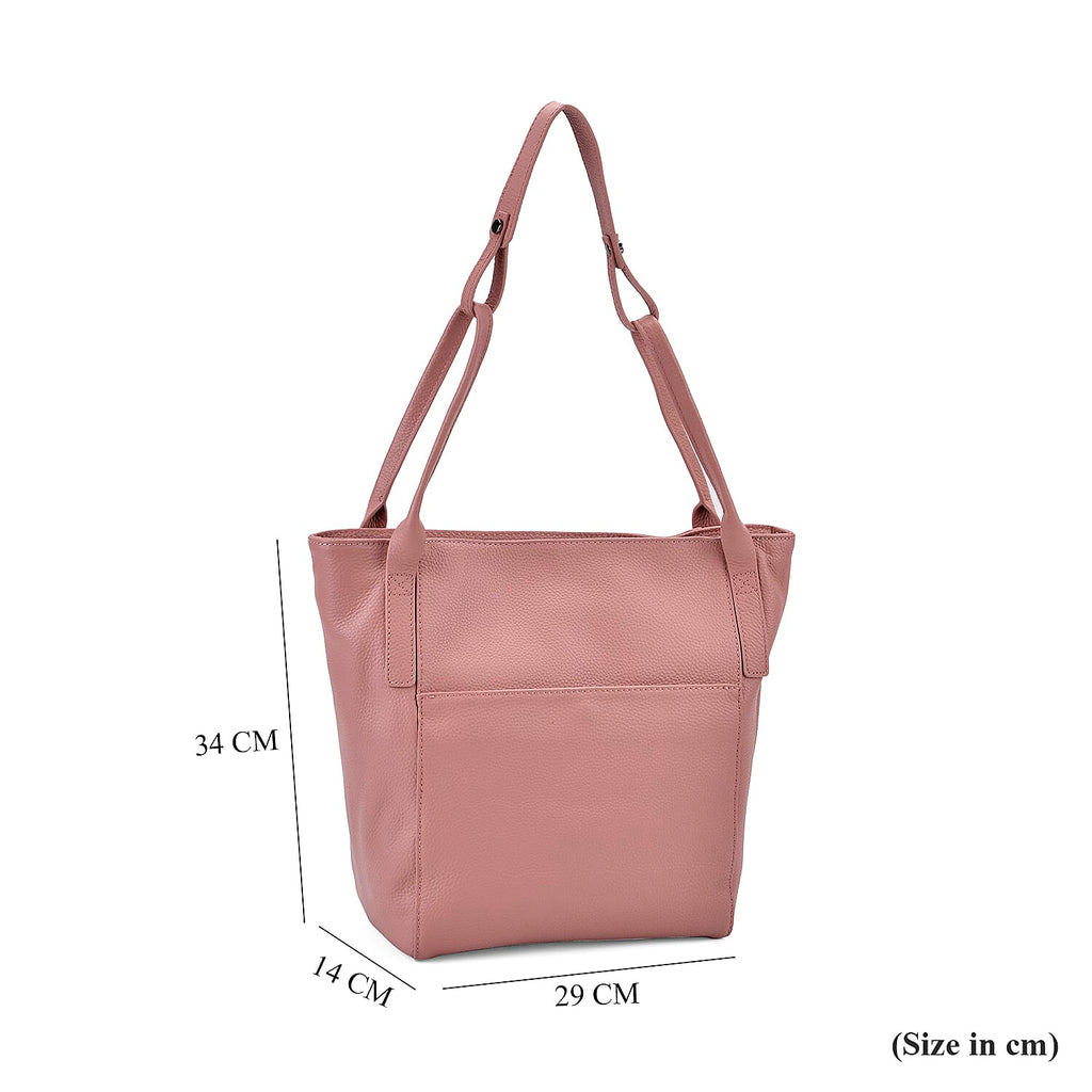 Leather Patterned Tote Bag (Size 34x14x29 cm) - Pink & Pink