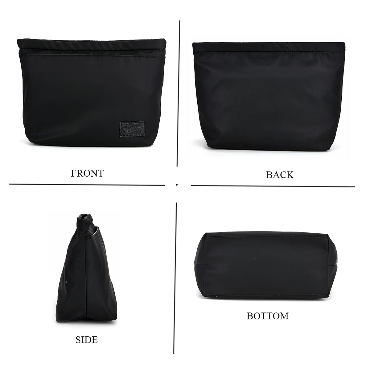 2-in-1 Genuine Leather Tote Bag - Pouch - Black V32586854 7