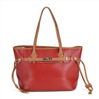 Genuine Leather Tote Bag- Burgundy