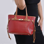 Genuine Leather Tote Bag- Burgundy