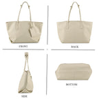 Rome CloseOut- 100% Premium Full Grain Leather Tote with Matching Card Bag - Cream