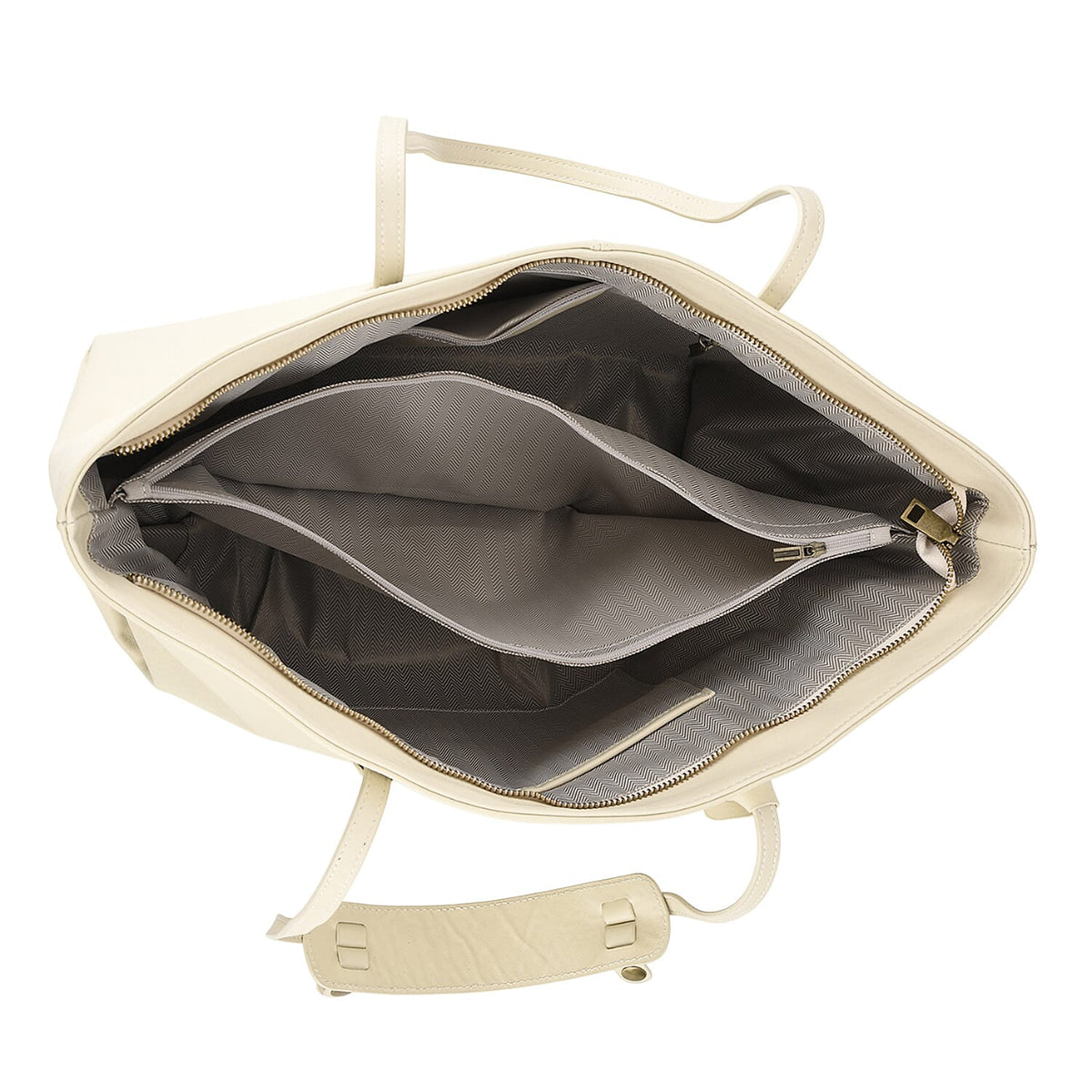 100% Premium Full Grain Leather Tote with Matching Card Bag - Cream 8419644 6