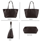 Rome CloseOut- 100% Premium Full Grain Leather Tote with Matching Card Bag - Brown