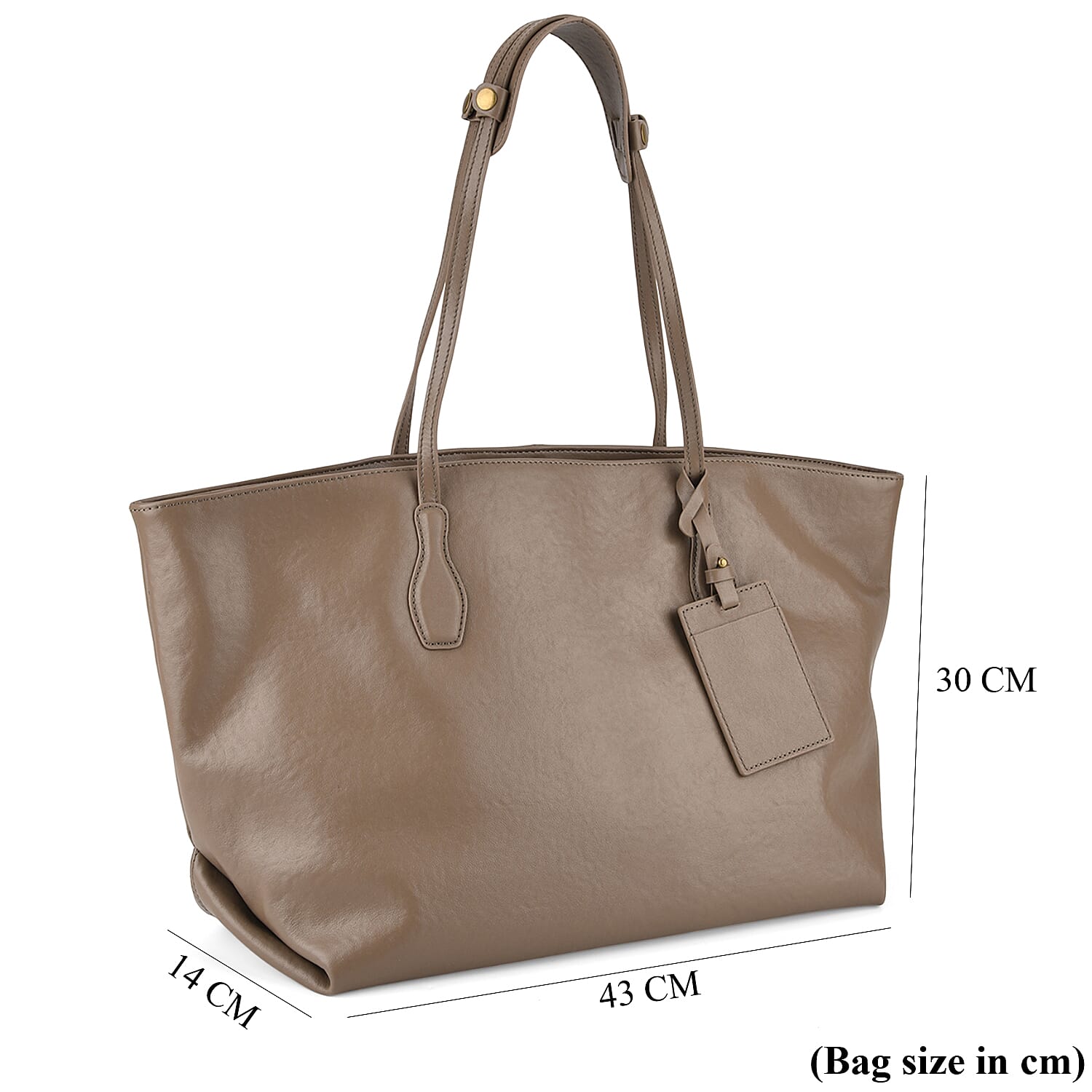 100% Premium Full Grain Leather Tote with Matching Card Bag - Beige 8419636 8