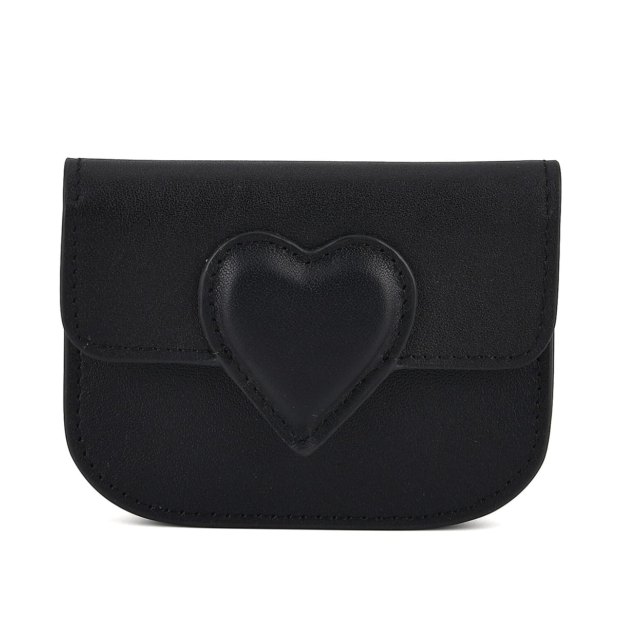 Designer Inspired Genuine Leather Heart Detail Mini Wallet - Black 8413824 0