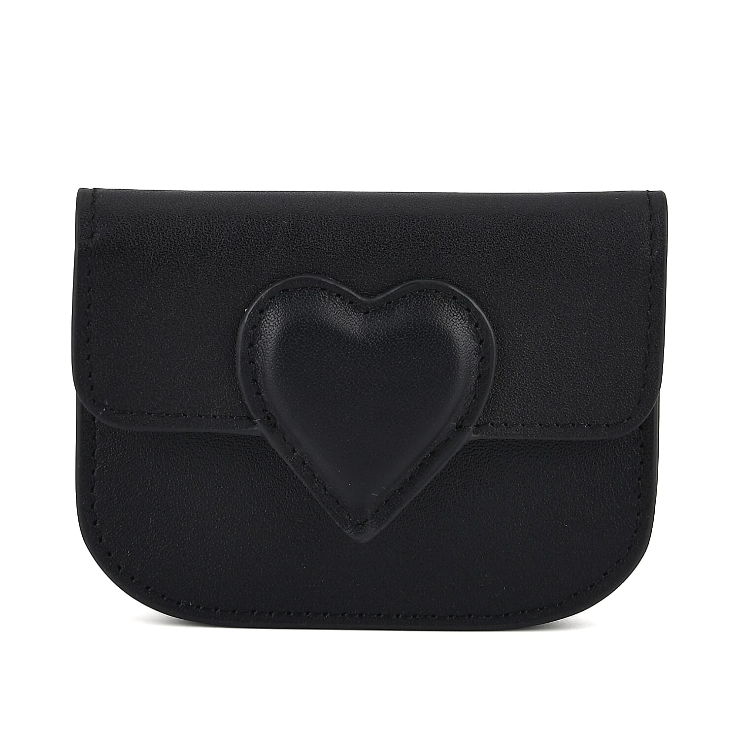 Designer Inspired Genuine Leather Heart Detail Mini Wallet - Black 8413824 0