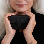 Designer Inspired Genuine Leather Heart Detail Mini Wallet - Black