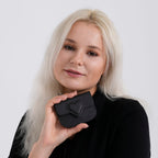 Designer Inspired Genuine Leather Heart Detail Mini Wallet - Black