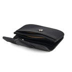 Designer Inspired Genuine Leather Heart Detail Mini Wallet - Black