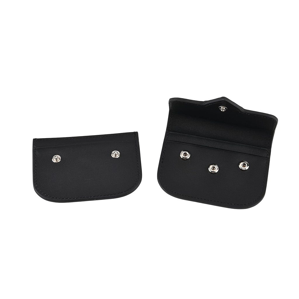 Designer Inspired Genuine Leather Heart Detail Mini Wallet - Black
