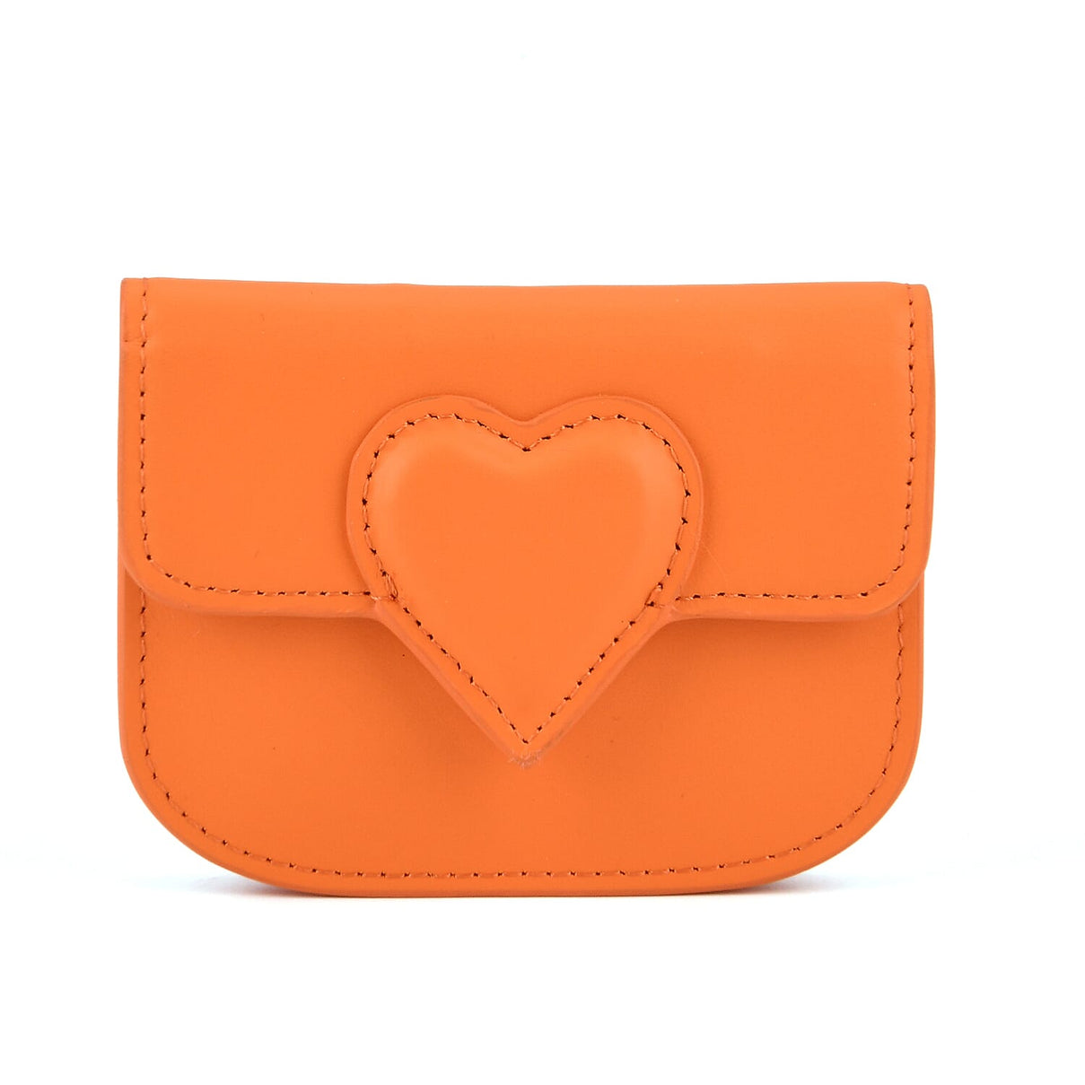 Designer Inspired Genuine Leather Heart Detail Mini Wallet - Orange V32513547 0