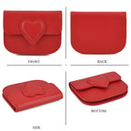 Designer Inspired Genuine Leather Heart Detail Mini Wallet - Red