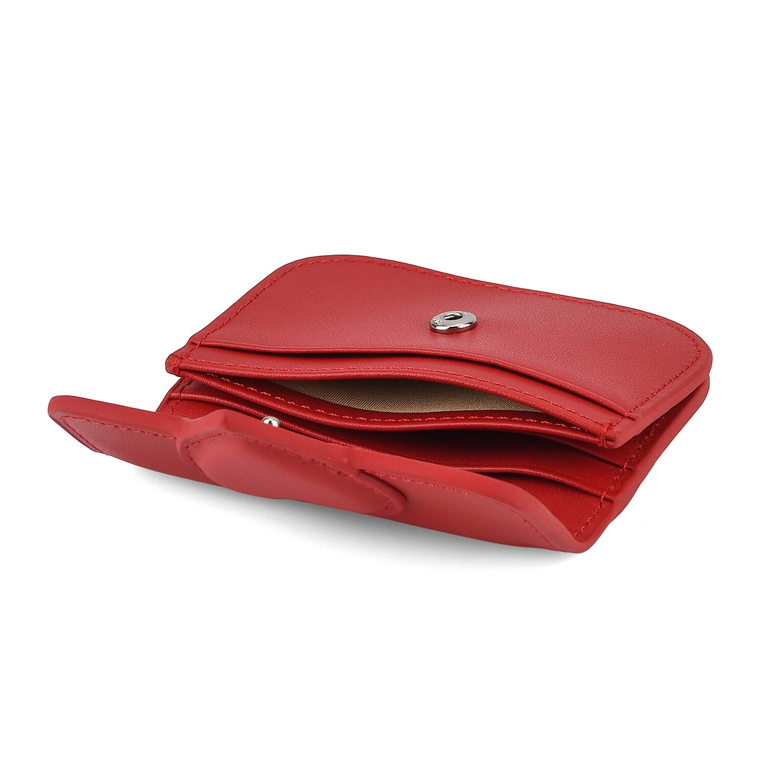 Designer Inspired Genuine Leather Heart Detail Mini Wallet - Red V32513539 6