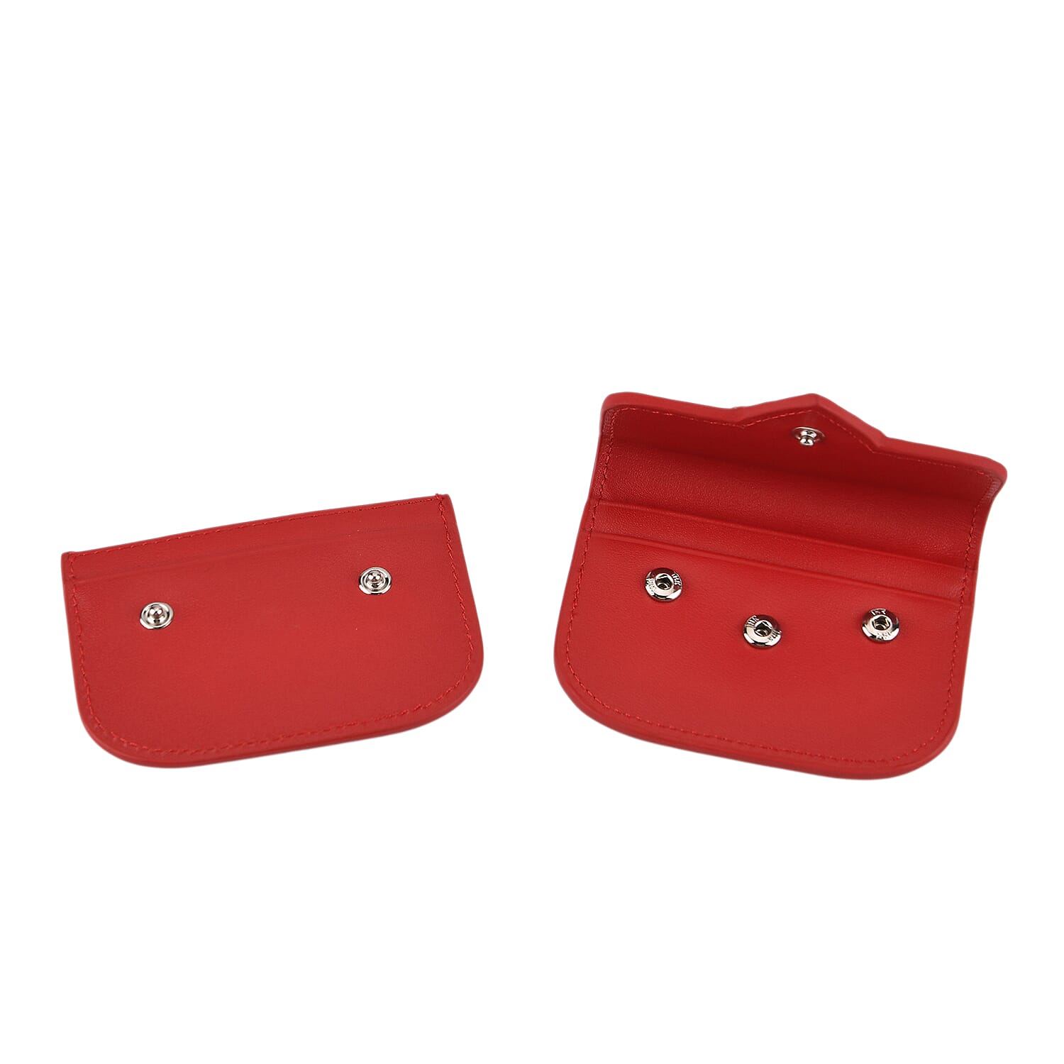 Designer Inspired Genuine Leather Heart Detail Mini Wallet - Red V32513539 7