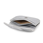 Designer Inspired Genuine Leather Heart Detail Mini Wallet - Silver