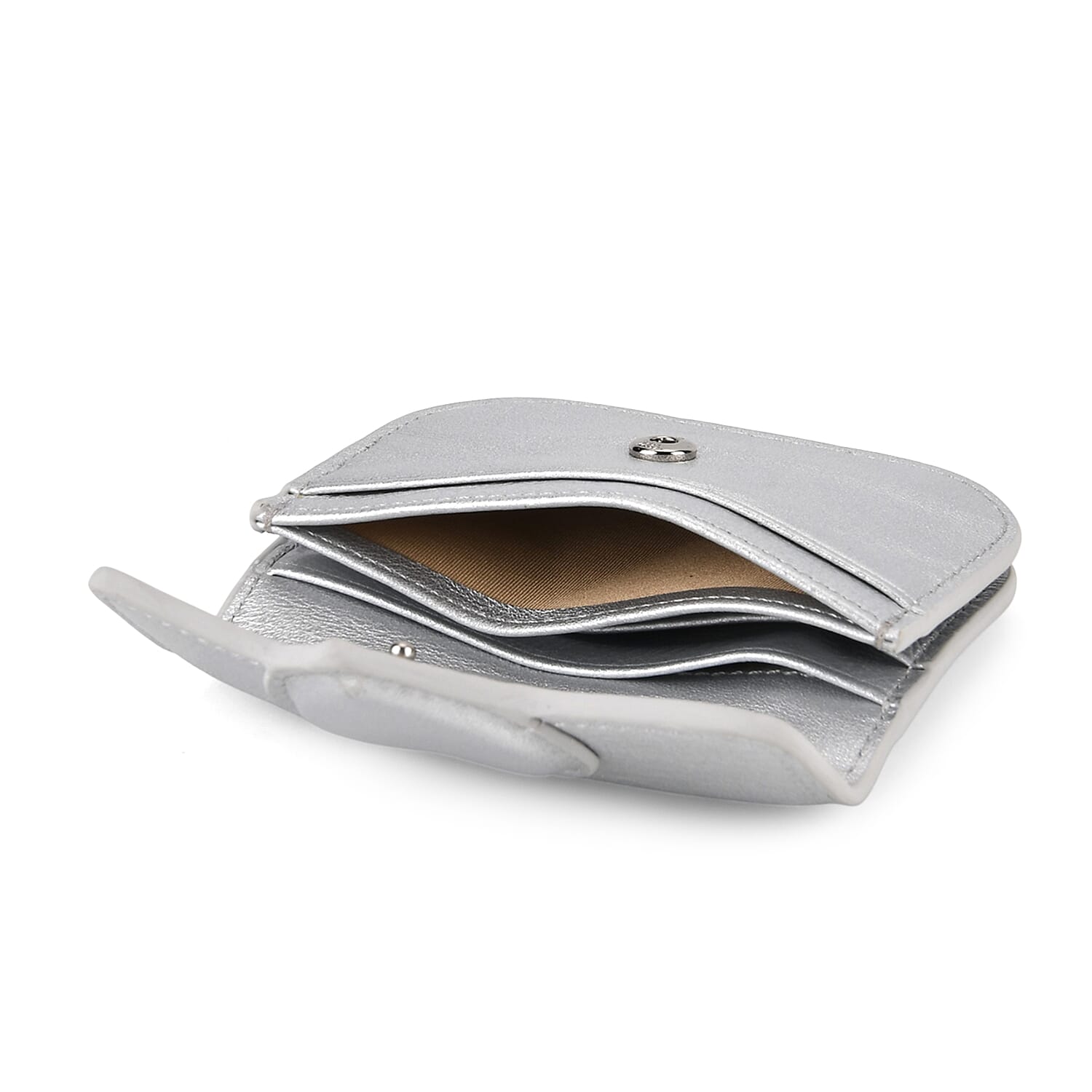 Designer Inspired Genuine Leather Heart Detail Mini Wallet - Silver 8413825 6