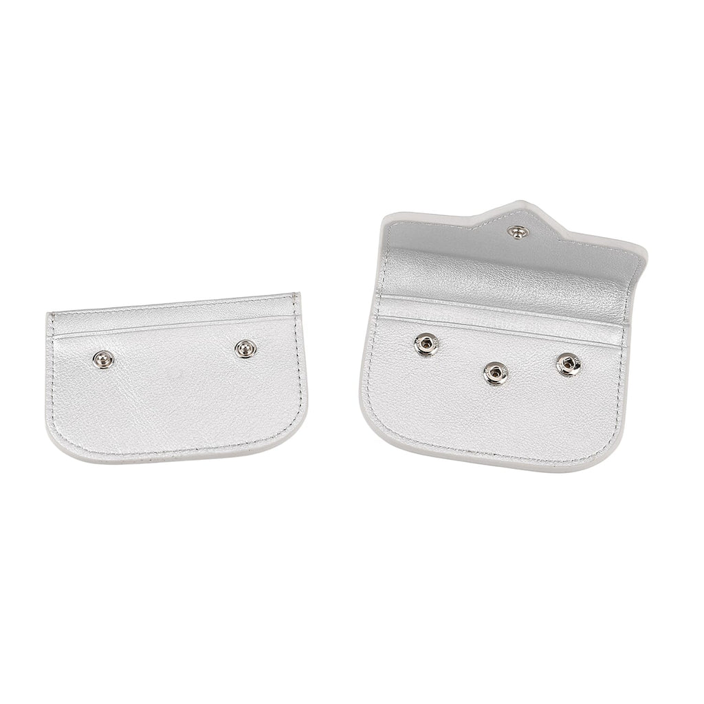 Designer Inspired Genuine Leather Heart Detail Mini Wallet - Silver