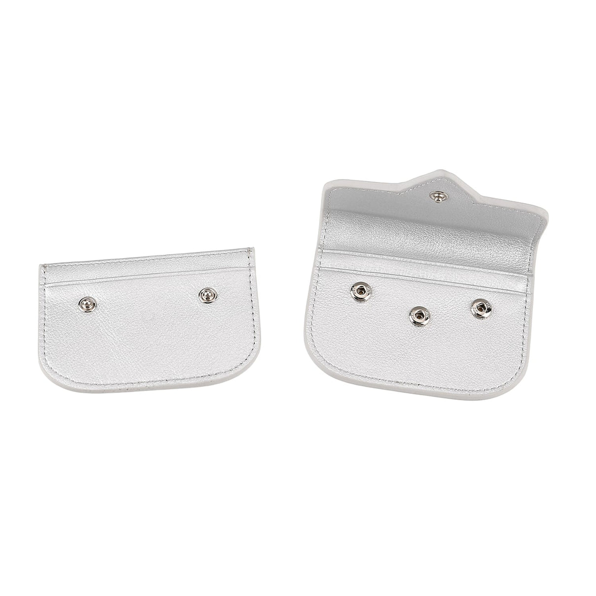 Designer Inspired Genuine Leather Heart Detail Mini Wallet - Silver 8413825 7
