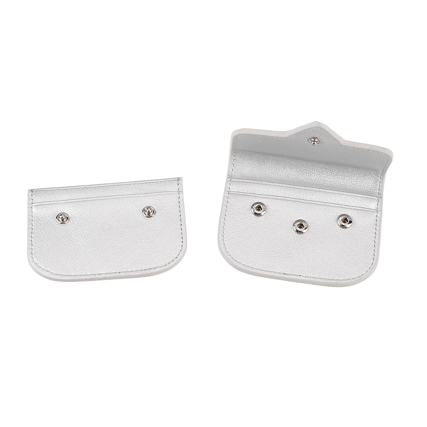 Designer Inspired Genuine Leather Heart Detail Mini Wallet - Silver 8413825 7