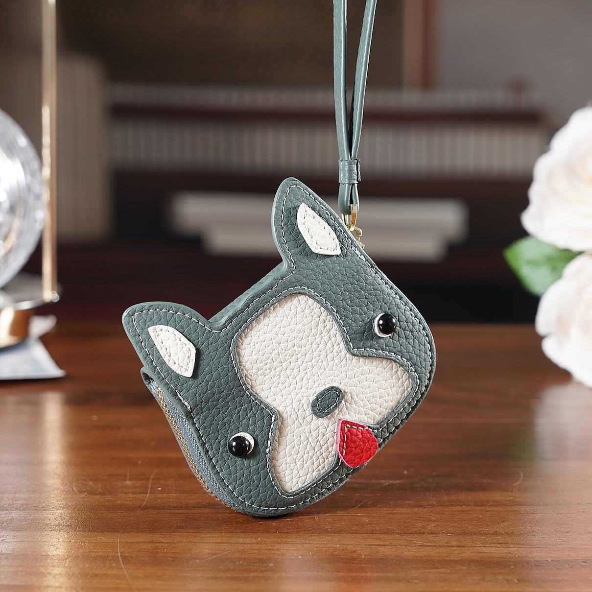 Genuine Leather RFID- Blocking Boston Terrier Wallet with Clasp - Dark Olive V32514725 2