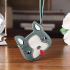 Genuine Leather RFID- Blocking Boston Terrier Wallet with Clasp - Dark Olive