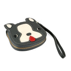 Genuine Leather RFID- Blocking Boston Terrier Wallet with Clasp - Dark Olive