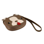 Genuine Leather RFID- Blocking Boston Terrier Wallet with Clasp - Khaki
