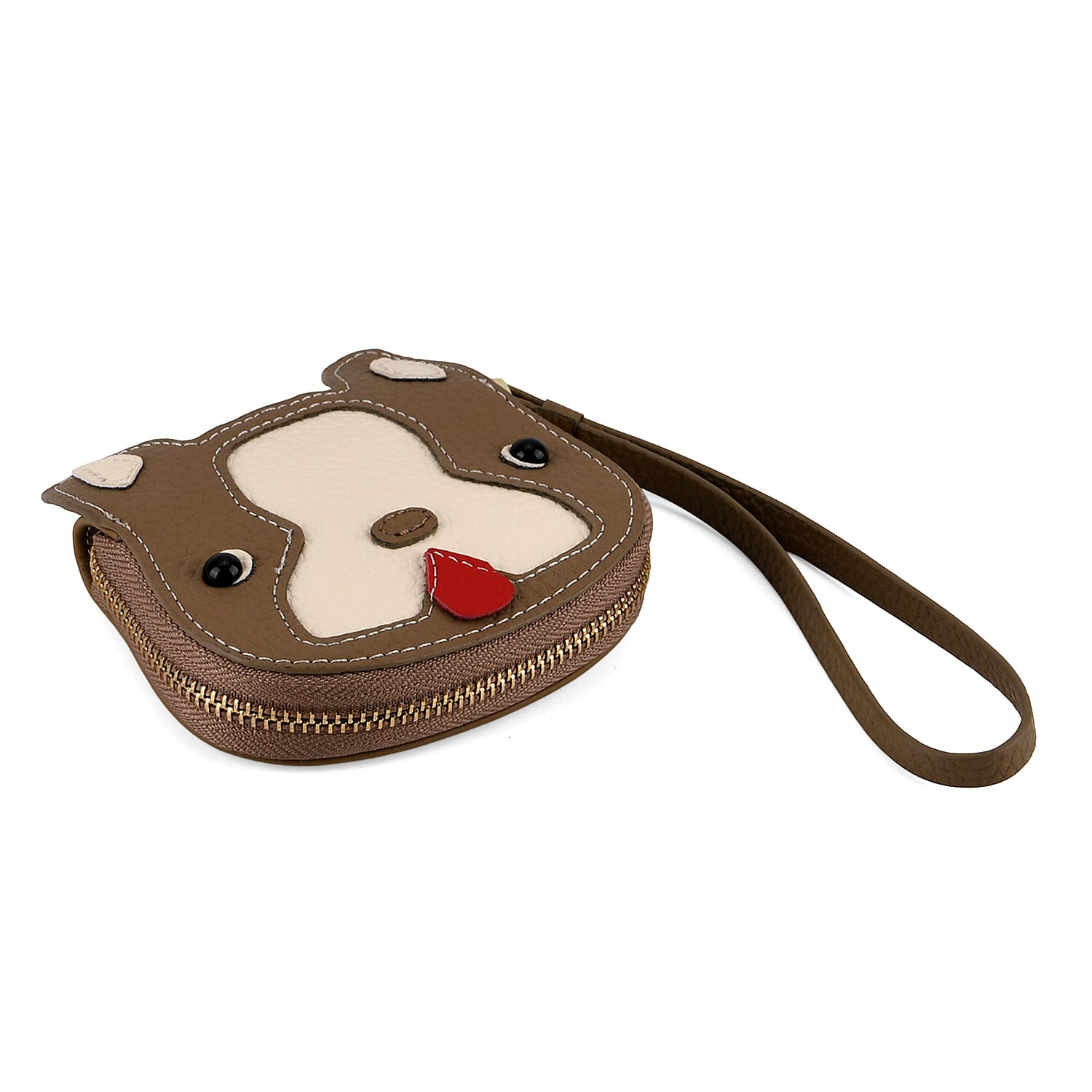 Genuine Leather RFID- Blocking Boston Terrier Wallet with Clasp - Khaki V32374292 6
