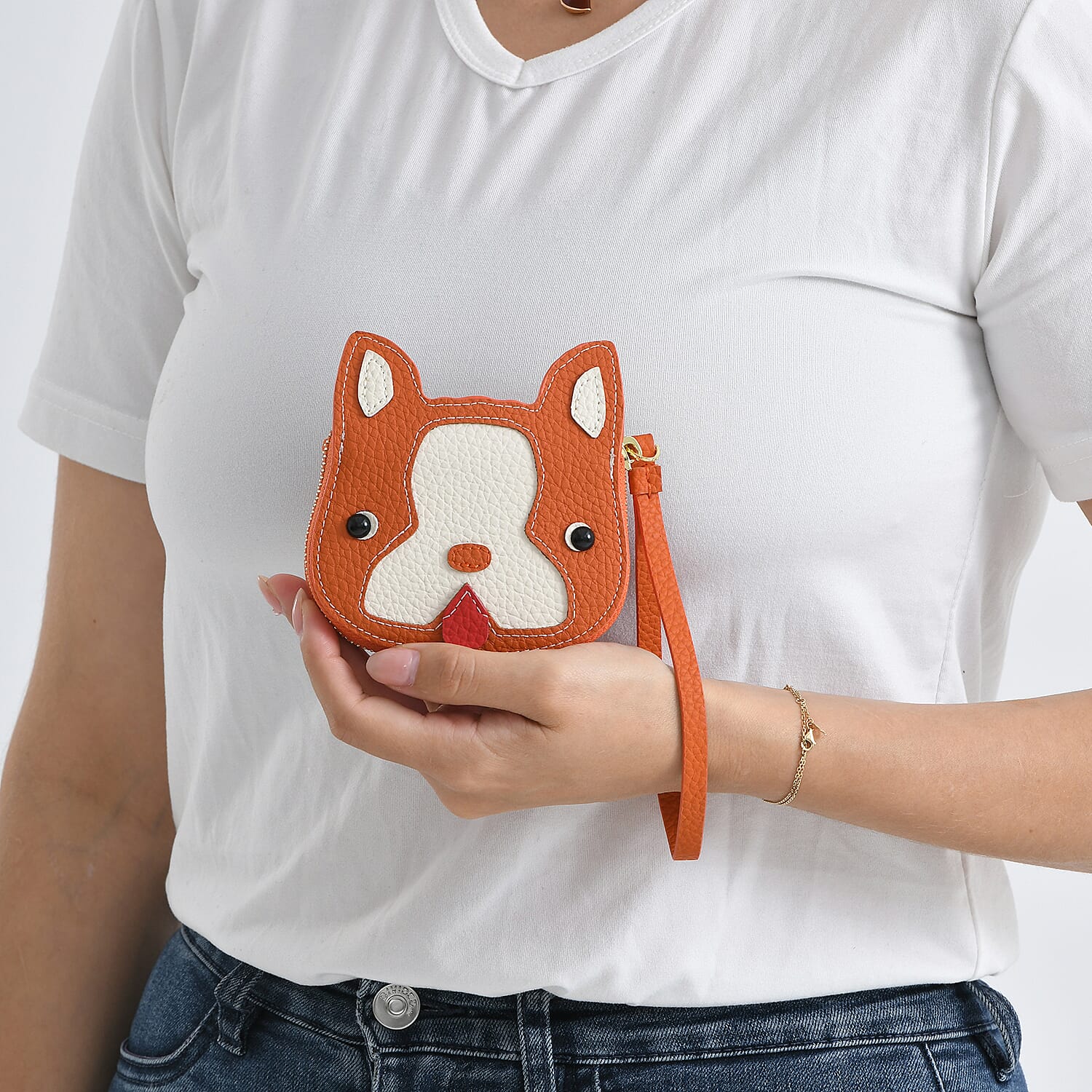 Genuine Leather RFID- Blocking Boston Terrier Wallet with Clasp - Orange 8419838 4