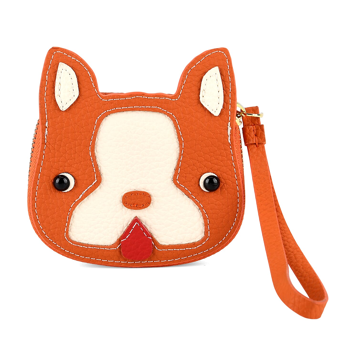 Genuine Leather RFID- Blocking Boston Terrier Wallet with Clasp - Orange V32357317 0