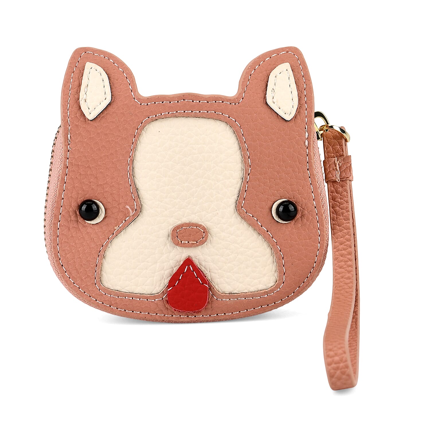 Genuine Leather RFID- Blocking Boston Terrier Wallet with Clasp - Dusty Pink V32372429 0