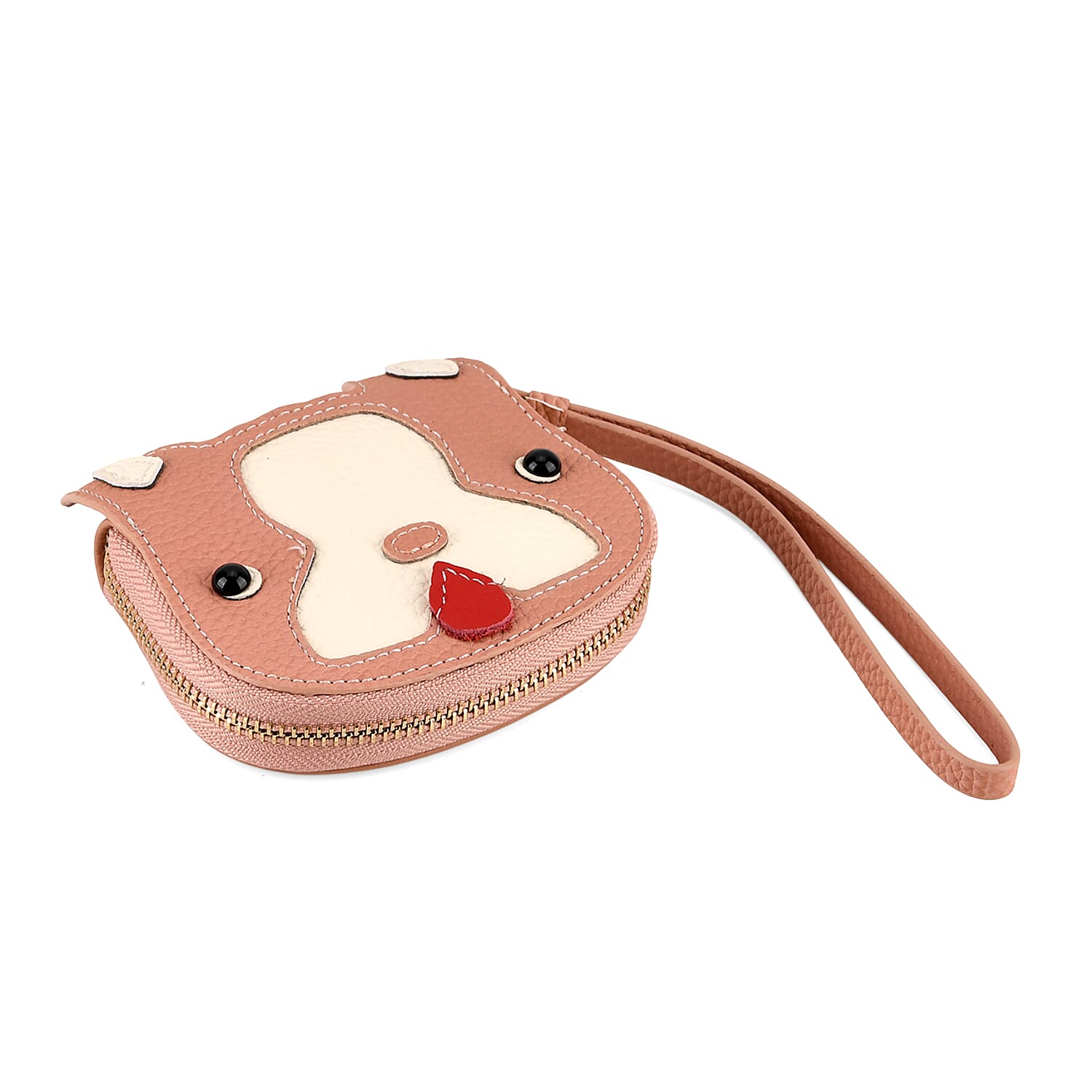 Genuine Leather RFID- Blocking Boston Terrier Wallet with Clasp - Dusty Pink V32372429 6