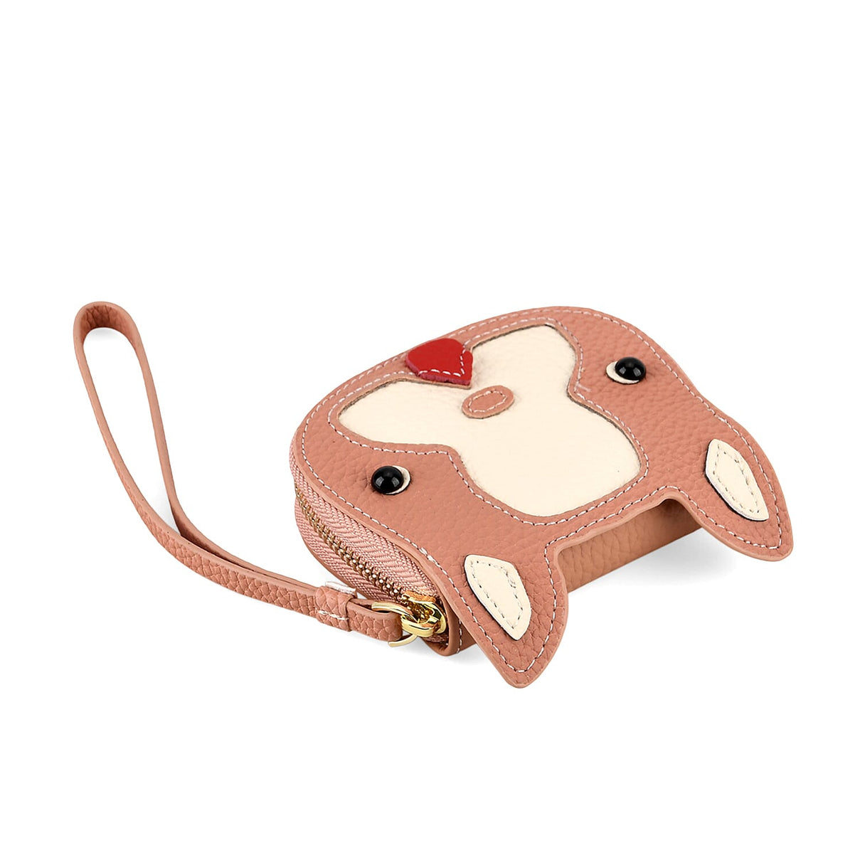 Genuine Leather RFID- Blocking Boston Terrier Wallet with Clasp - Dusty Pink V32372429 7