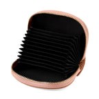 Genuine Leather RFID- Blocking Boston Terrier Wallet with Clasp - Dusty Pink