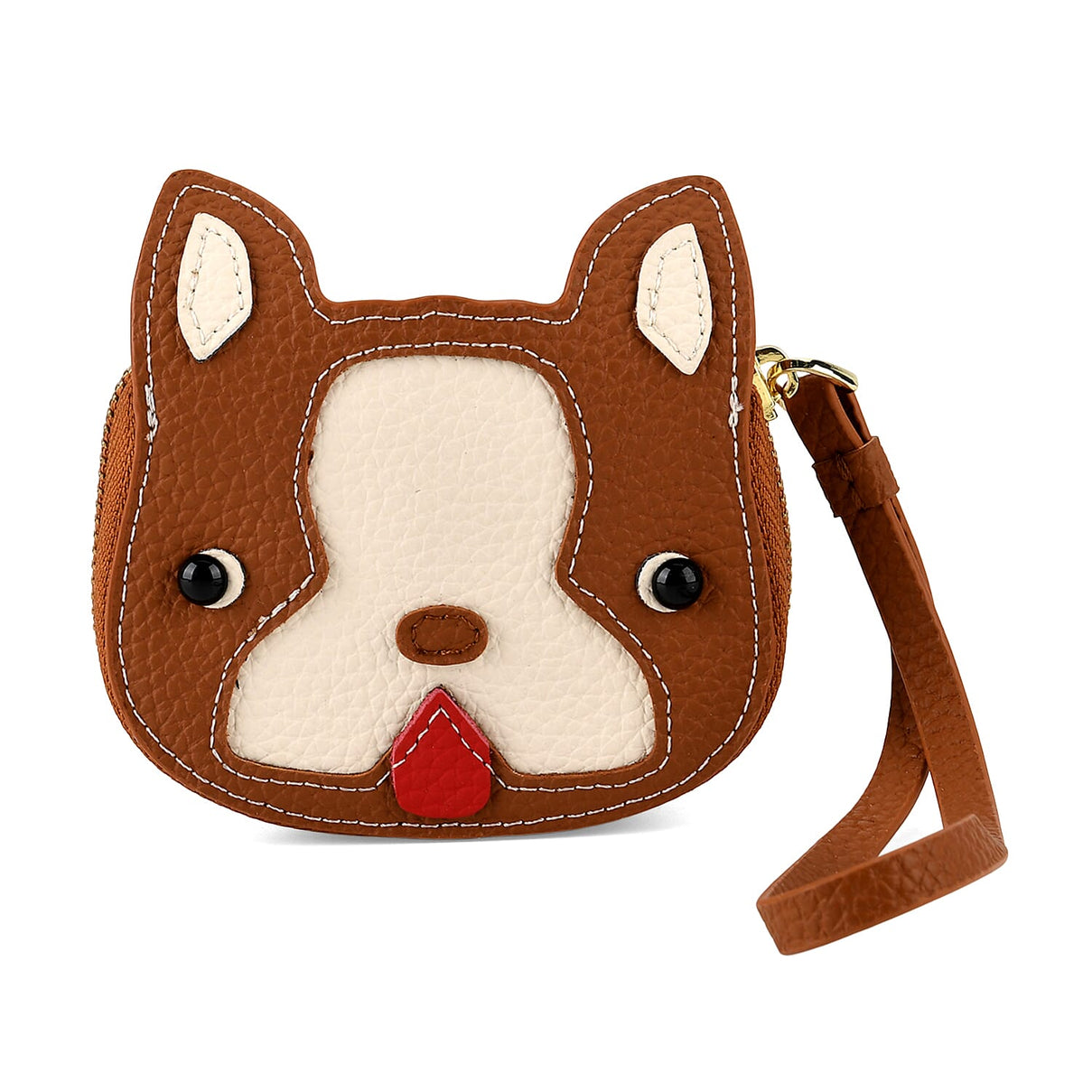 Genuine Leather RFID- Blocking Boston Terrier Wallet with Clasp - Tan V32373199 0